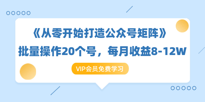 《从零开始打造公众号矩阵》批量操作20个号，每月收益大概8-12W（44节课）-项目资源库