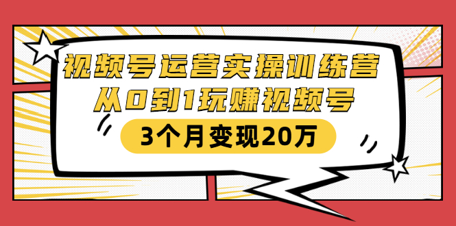 视频号运营实操训练营:从0到1玩赚视频号,3个月变现20万-项目资源库