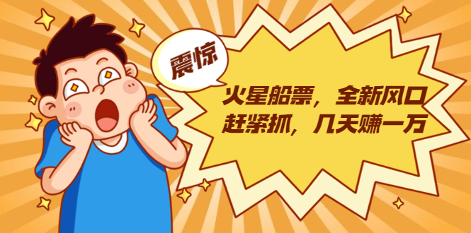 火星船票，全新风口赶紧抓，几天赚一万+摆地摊卖尾货月入一万（5个项目）-项目资源库