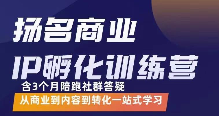 杨名商业IP孵化训练营，从商业到内容到转化一站式学 价值5980元-项目资源库