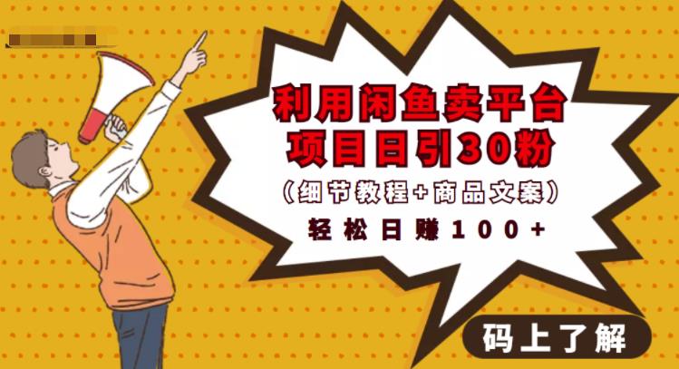 利用闲鱼卖平台项目课程资源日引流30+精准粉丝,轻松日赚100+,积累人脉可实现二次变-项目资源库