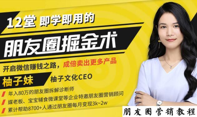 【营销必学】12堂学之即用的朋友圈掘金术：开启你的副业赚钱之路-项目资源库