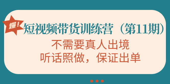 视频带货训练营，不需要真人出境，听话照做，保证出单（第11期）-项目资源库
