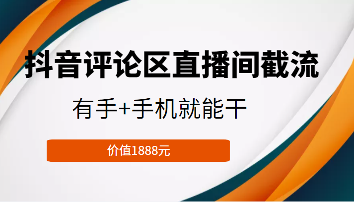 抖音评论区直播间截流，有手+手机就能干，门槛极低，模式可大量复制（价值1888元）-项目资源库