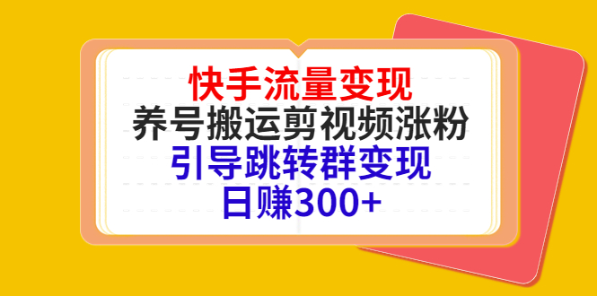 快手流量变现，养号搬运剪视频涨粉，引导跳转群变现日赚300+-项目资源库