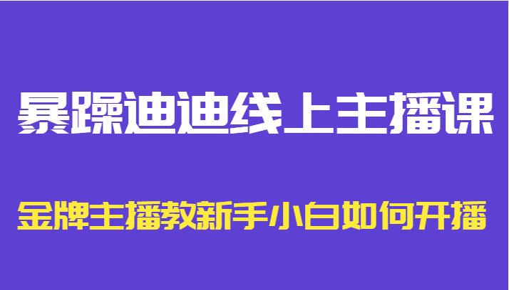 暴躁迪迪线上主播课，金牌主播教新手小白如何开播-项目资源库