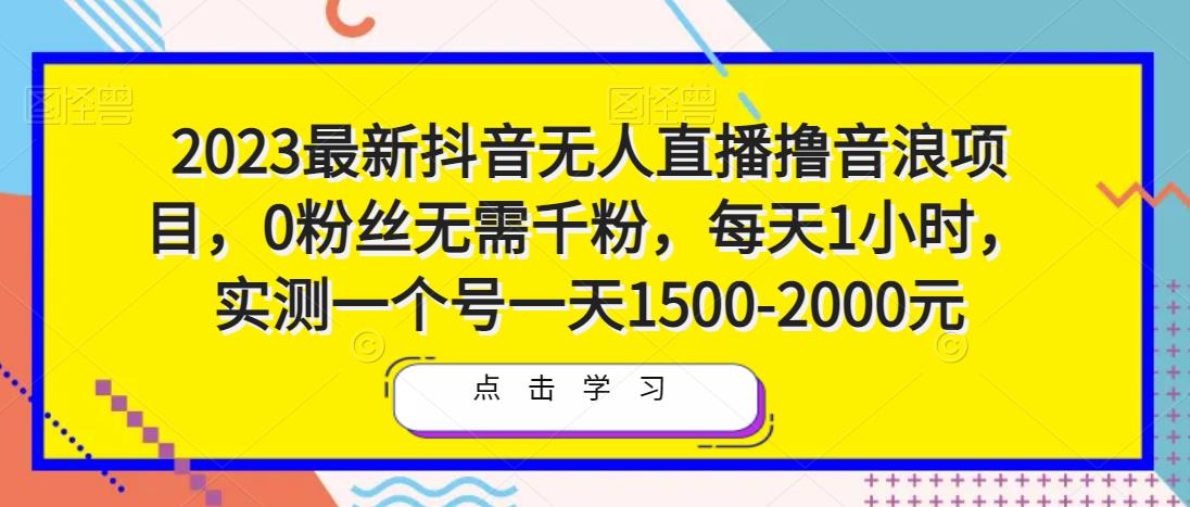 2023最新抖音无人直播撸音浪项目，0粉丝无需千粉，每天1小时，实测一个号一天1500-2000元-项目资源库