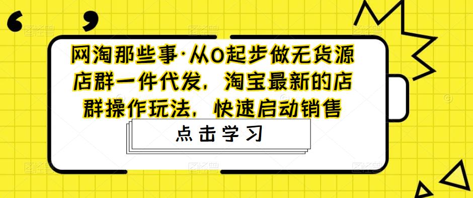 网淘那些事·从0起步做无货源店群一件代发,淘宝最新的店群操作玩法,快速启动销售-项目资源库