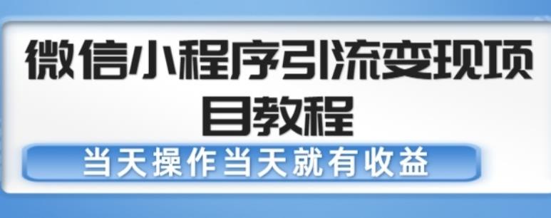 微信小程序引流变现项目教程,当天操作当天就有收益,变现不再是难事-项目资源库