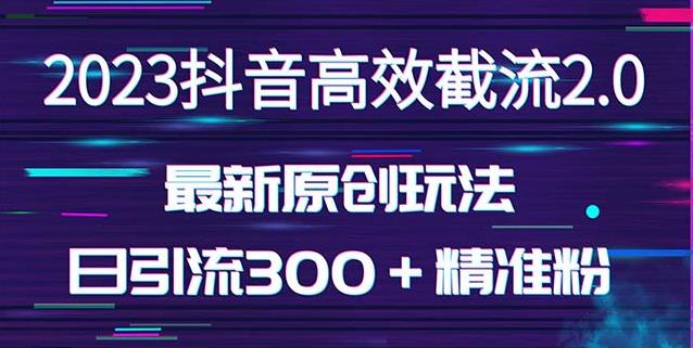 日引300+创业粉,独家抖音高效截流2.0玩法(价值1280)-项目资源库