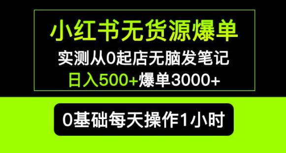 小红书无货源爆单实测从0起店无脑发笔记爆单3000+长期项目可多店-项目资源库