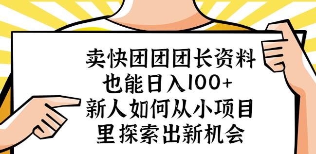 卖快团团团长资料也能日入100+新人如何从小项目里探索出新机会-项目资源库