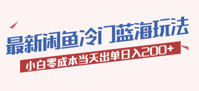 2023最新闲鱼冷门蓝海玩法,小白零成本当天出单日入200+【揭秘】-项目资源库