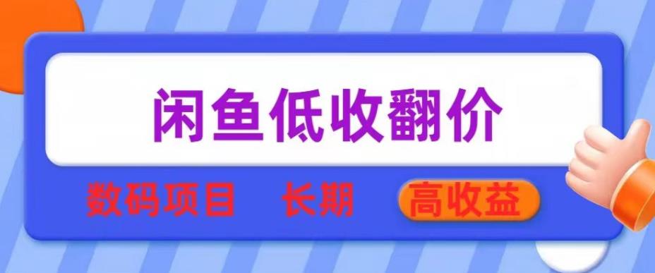 闲鱼低收翻价数码暴利项目，长期高收益【揭秘】-项目资源库