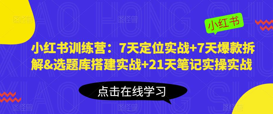小红书训练营:7天定位实战+7天爆款拆解&选题库搭建实战+21天笔记实操实战-项目资源库