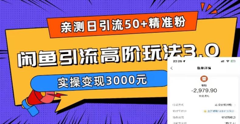 亲测日引50+精准粉,闲鱼引流高阶玩法3.0,实操变现3000元【揭秘】-项目资源库