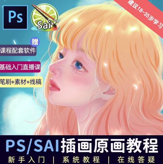 价值1288的原画插画教程零基础CG漫画SAI线稿笔刷手绘画数位板绘视频课程-项目资源库