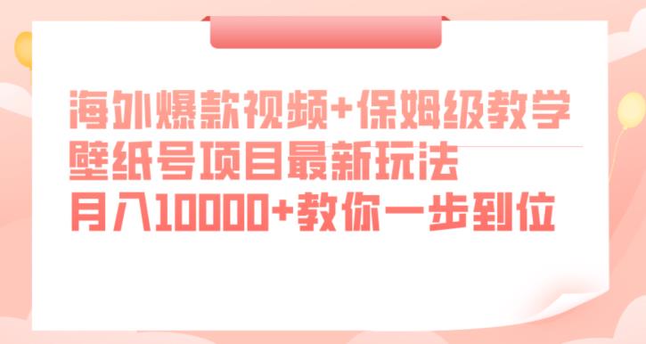 海外爆款视频+保姆级教学，壁纸号项目最新玩法，月入10000+教你一步到位【揭秘】-项目资源库