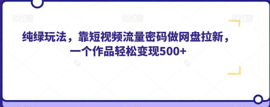 纯绿玩法，靠短视频流量密码做网盘拉新，一个作品轻松变现500+【揭秘】-项目资源库