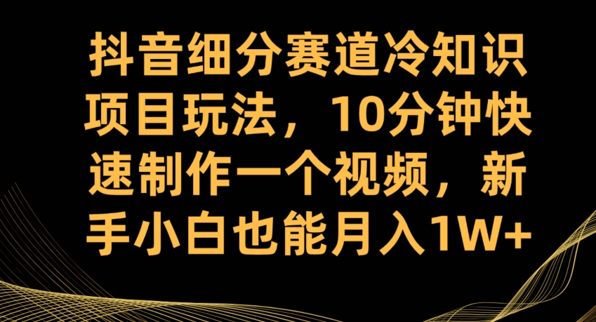抖音细分赛道冷知识项目玩法，10分钟快速制作一个视频，新手小白也能月入1W+【揭秘】-项目资源库