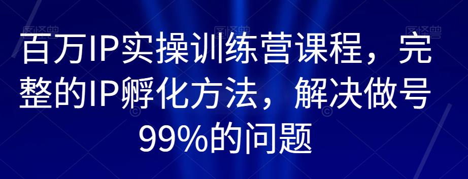 百万IP实操训练营课程，完整的IP孵化方法，解决做号99%的问题-项目资源库