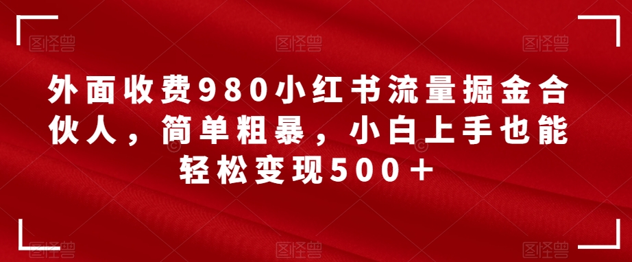 外面收费980小红书流量掘金合伙人，简单粗暴，小白上手也能轻松变现500＋【揭秘】-项目资源库