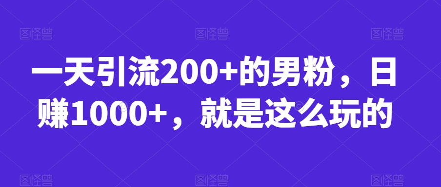 一天引流200+的男粉，日赚1000+，就是这么玩的【揭秘】-项目资源库