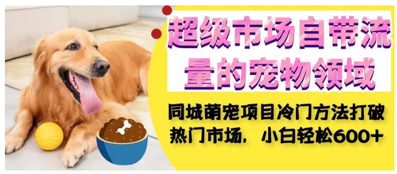 超级市场自带流量的宠物领域，同城萌宠项目冷门方法打破热门市场，小白轻松600+-项目资源库