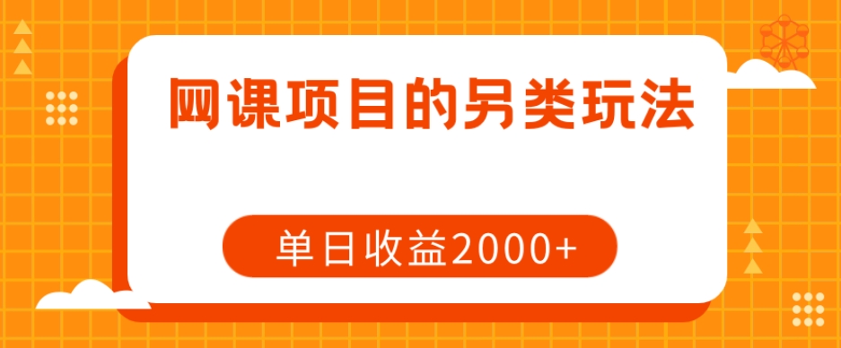 网课项目的另类玩法，单日收益2000+【揭秘】-项目资源库