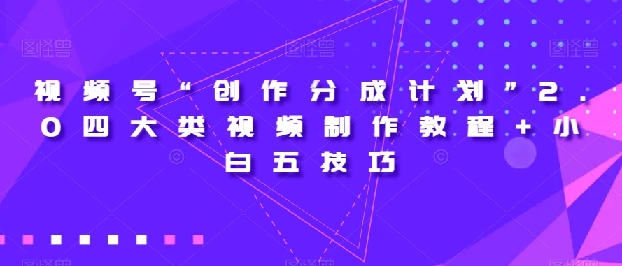 视频号“创作分成计划”2.0四大类视频制作教程+小白五技巧【揭秘】-项目资源库