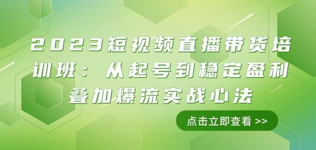 2023短视频直播带货培训班：从起号到稳定盈利叠加爆流实战心法（11节课）-项目资源库