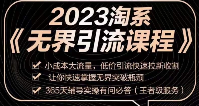 2023淘系无界引流实操课程，​小成本大流量，低价引流快速拉新收割，让你快速掌握无界突破瓶颈-项目资源库