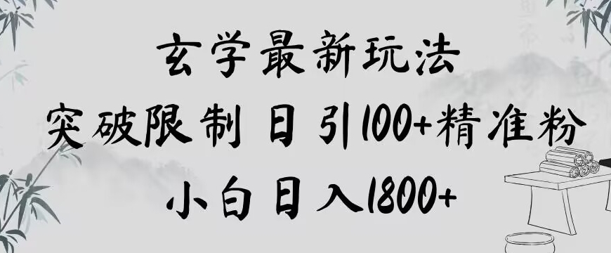玄学新玩法，突破限制，日引100+精准粉，小白日入1800+【揭秘】-项目资源库