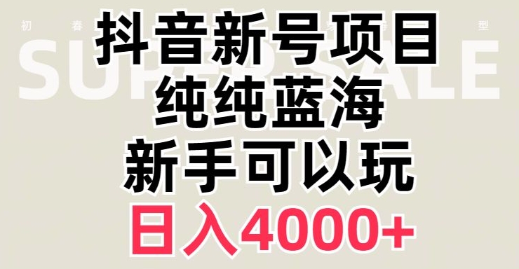 抖音蓝海赛道，必须是新账号，日入4000+【揭秘】-项目资源库