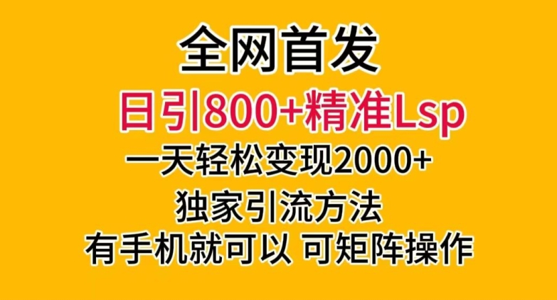 全网首发！日引800+精准老色批，一天变现2000+，独家引流方法，可矩阵操作【揭秘】-项目资源库