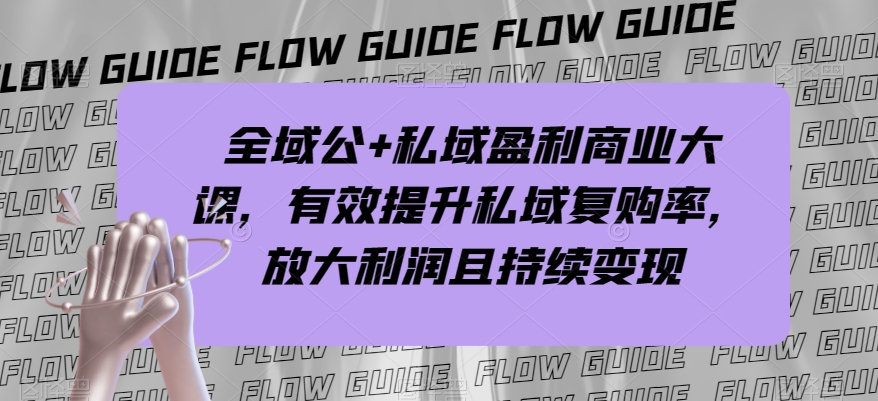 全域公+私域盈利商业大课,有效提升私域复购率,放大利润且持续变现