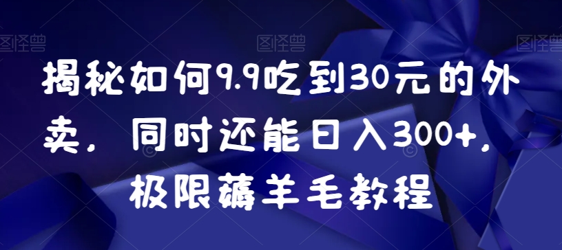 揭秘如何9.9吃到30元的外卖，同时还能日入300+，极限薅羊毛教程-项目资源库