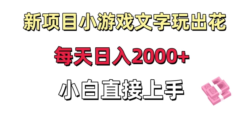 新项目小游戏文字玩出花日入2000+，每天只需一小时，小白直接上手【揭秘】-项目资源库