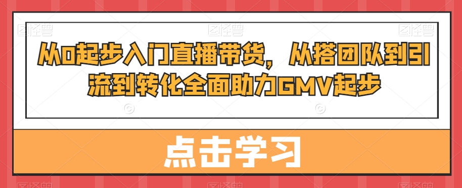 从0起步入门直播带货，​从搭团队到引流到转化全面助力GMV起步-项目资源库