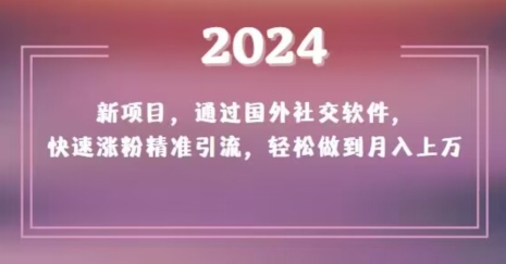 2024新项目,通过国外社交软件,快速涨粉精准引流,轻松做到月入上万【揭秘】