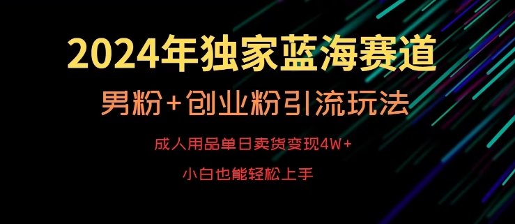 2024年独家蓝海赛道，成人用品单日卖货变现4W+，男粉+创业粉引流玩法，不愁搞不到流量【揭秘】-项目资源库