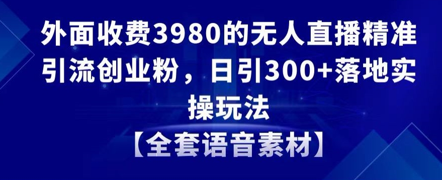 外面收费3980的无人直播精准引流创业粉，日引300+落地实操玩法【全套语音素材】【揭秘】-项目资源库
