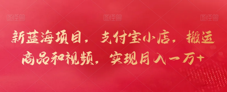 新蓝海项目，支付宝小店，搬运商品和视频，实现月入一万+【揭秘】-项目资源库
