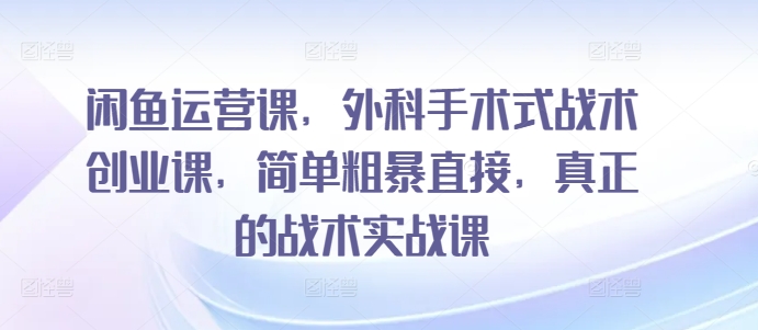 闲鱼运营课，外科手术式战术创业课，简单粗暴直接，真正的战术实战课-项目资源库