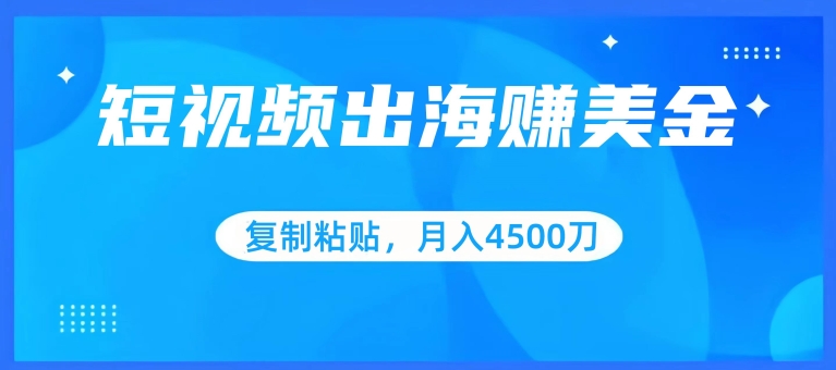 短视频出海赚美金,复制粘贴批量操作,小白轻松掌握,月入4500美刀【揭秘】