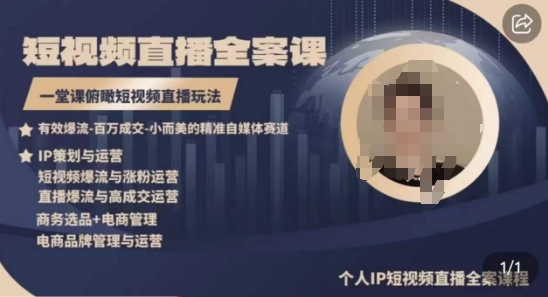 高品质IP短视频直播全案课程，一堂课俯瞰短视频直播玩法-项目资源库