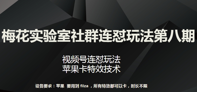 梅花实验室社群连怼玩法第八期，视频号连怼玩法 苹果卡特效技术【揭秘】-项目资源库