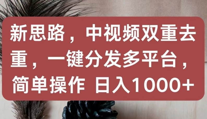 新思路，中视频双重去重，一键分发多平台，简单操作，日入1000+【揭秘】-项目资源库