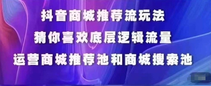 抖音商城运营课程，猜你喜欢入池商城搜索商城推荐人群标签覆盖-项目资源库