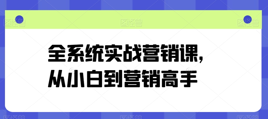 全系统实战营销课，从小白到营销高手-项目资源库